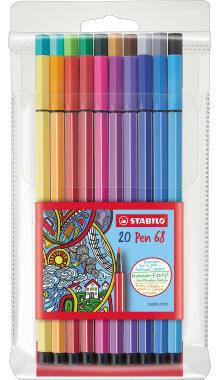 STABILO Fasermaler ® Pen 68 1mm farbig sortiert nicht auswaschbar 20 St./Pack.