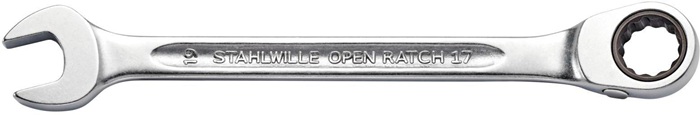STAHLWILLE Maulringratschenschlüssel OPEN-RATCH 17 Schlüsselweite 22 mm Länge 285 mm umschaltbar, Ringseite 15 °