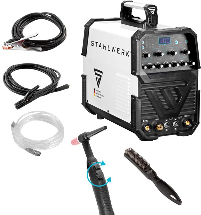 STAHLWERK Inverterschweißgerät AC/DC WIG 200 Puls ST IGBT Einzelgerät mit Zubehör 10-200 A Einzelgerät mit Zubehör