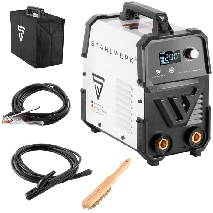 STAHLWERK Inverterschweißgerät ARC 200 Synergic Pro Einzelgerät mit Zubehör 10-200 A