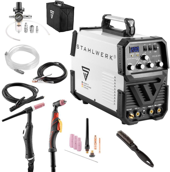 STAHLWERK Inverterschweißgerät AC/DC WIG 200 Plasma ST IGBT Einzelgerät mit Zubehör 10-200 A Einzelgerät mit Zubehör