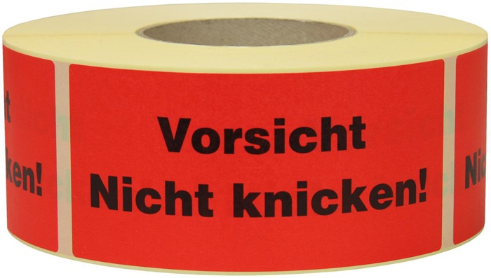 TransPak Hinweisetikett Maße 145x70mm Papier rot Vorsicht Nicht knicken