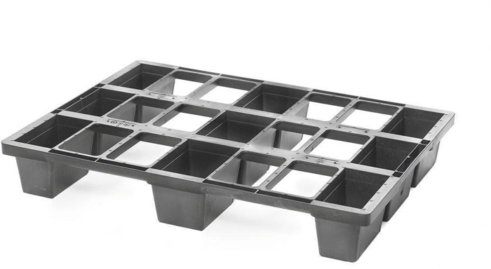 TransPak Kunststoffpalette Maße 600x800x120 mm 1/2 EURO anthrazit o.Antirutschkante kunststoff