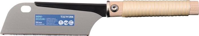 TECWERK Japansäge/Feinzugsäge Mini Dozuki Blattlänge 150 mm Gesamtlänge 370 mm gerader Rattangriff