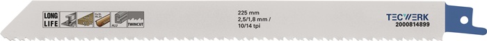 TECWERK Säbelsägeblatt Länge 225 mm Breite 19 mm Zahnteilung TPI 10/14 geschränkt, gefräst