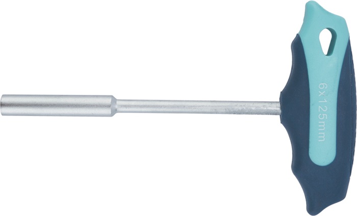 TECWERK Sechskantsteckschlüssel Schlüsselweite 17 mm Klingenlänge 125 mm 2-Komponentengriff mit Quergriff