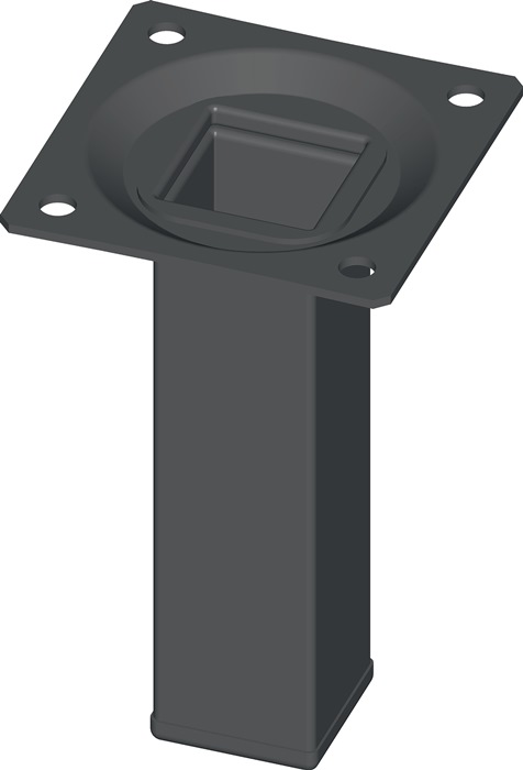 ALFER ELEMENT SYSTEM Möbelfuß schwarz RAL 9005 25 x 25 mm Höhe 600 mm Anschraubplatte