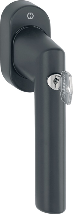 HOPPE Fenstergriff Amsterdam E0400S/US9056 100NM Edelstahl 32-42 mm F9714M schwarz matt abschließbar Secu100® / Secustik® / VarioFit®