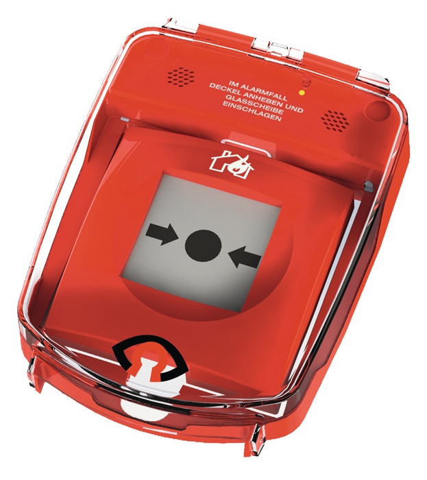 GfS Schutzhaube e-Cover mit Öffnungsalarm zur Sicherung von Druckknopfmeldern Kunststoff rot