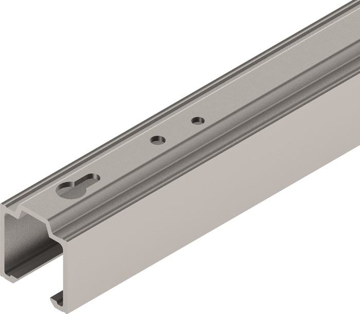HELM Laufschiene 53/73 Aluminium Edelstahl-Effekt eloxiert Lagerlänge 2100 mm Deckenmontage