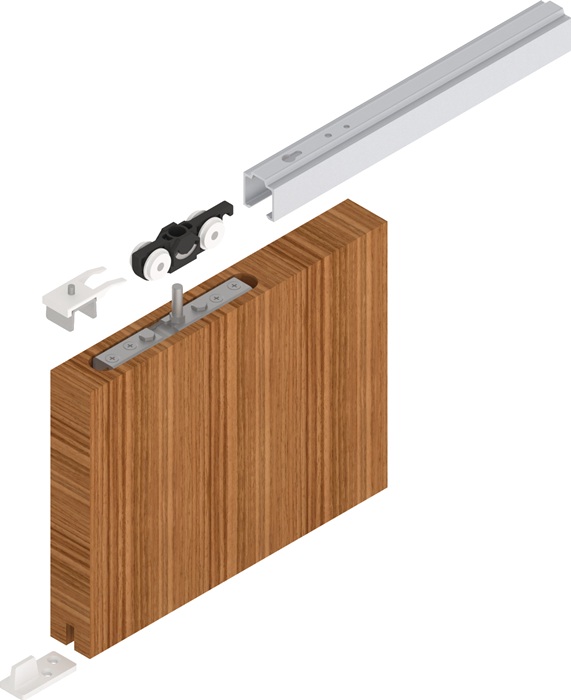 HELM Schiebetürsystem 73 ME-V 80 kg 1700 mm EV1 eloxiert Holztüren ab 30 mm Komplettset 710-900 mm Wandmontage