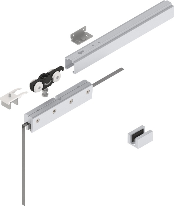 HELM Schiebetürsystem 73 80 kg 2100 mm EV1 eloxiert Glastüren 8/10 mm Komplettset 910 -1100 mm Wandmontage