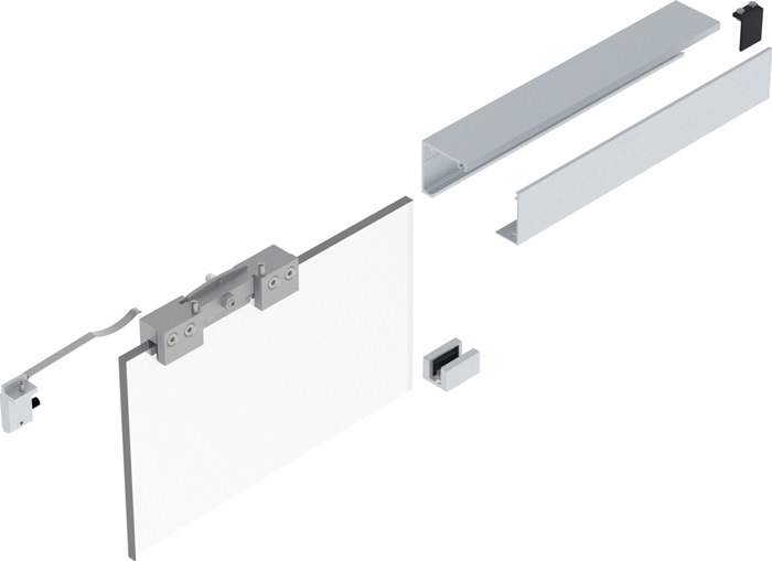 HELM Schiebetürsystem GT-L 80 2000 mm EV1 eloxiert 900-1100 mm Deckenmontage Komplettgarnitur Glastüren 8-10,76 mm