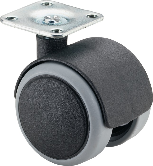 BS Rollen Kunststoffdoppelrolle Rad-Ø 40 mm Tragfähigkeit 30 kg mit Anschraubplatte Polyamid