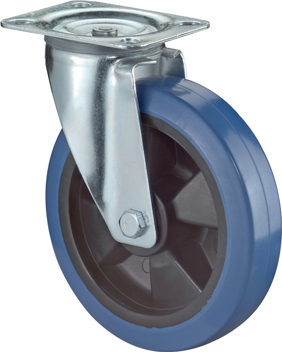 BS Rollen Lenkrolle Rad-Ø 200 mm Tragfähigkeit 300 kg Kunststoff Platte L135xB110 mm