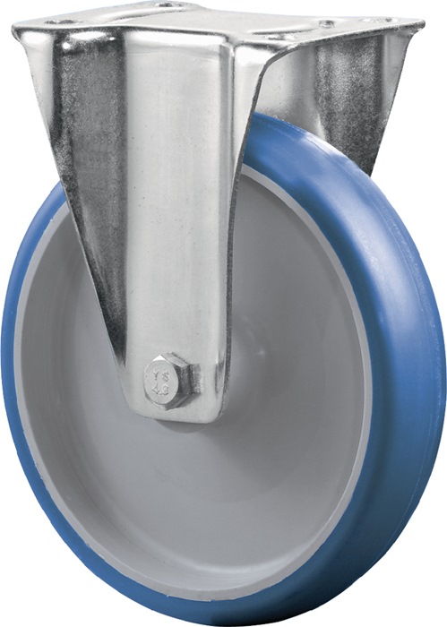 BS Rollen Bockrolle Rad-Ø 200 mm Tragfähigkeit 300 kg Polyurethan, blau Platte L135xB110 mm