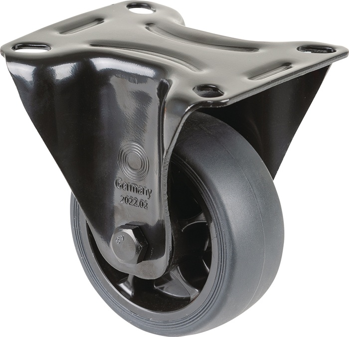 BS Rollen Bockrolle Rad-Ø 80 mm Tragfähigkeit 100 kg Gummi Platte L104xB80 mm Farbe Rolle schwarz