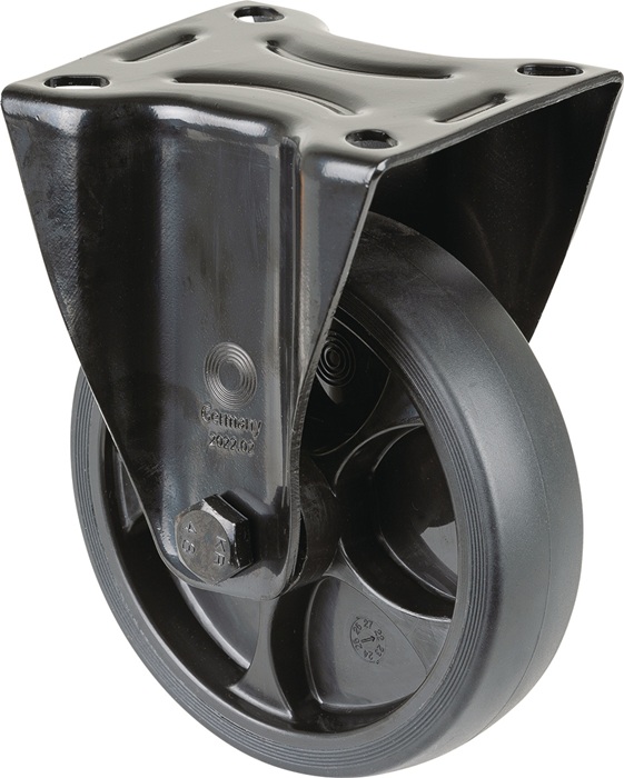 BS Rollen Bockrolle Rad-Ø 125 mm Tragfähigkeit 120 kg Gummi Platte L104xB80 mm Farbe Rolle schwarz