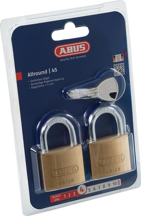 ABUS Zylindervorhangschloss 45/40 Twins B/SB Schlosskörperbreite 39 mm Messing gleichschließend