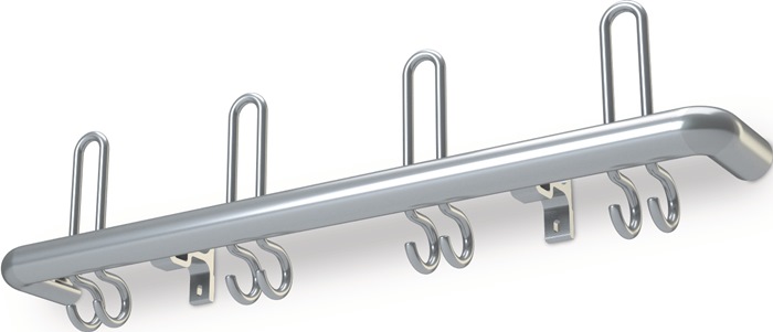 Haarmann Wandgarderobe Aluminium F1 naturfarbig 3 Hut-/6 Mantelhaken Länge 600 mm Hakenabstand 200 mm