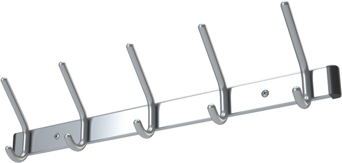Haarmann Wandgarderobe Aluminium F1 naturfarbig 9 Hut-/9 Mantelhaken Länge 1300 mm Hakenabstand 150 mm