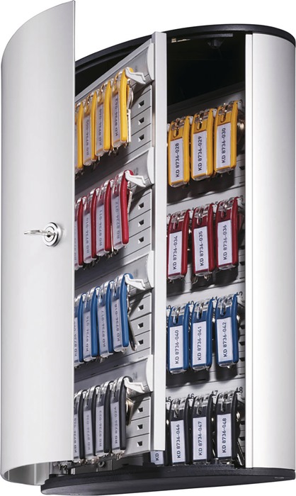 DURABLE Schlüsselschrank Key-Box H400xB302xT118mm 1-türig Zylinderschloss Anzahl Haken 72