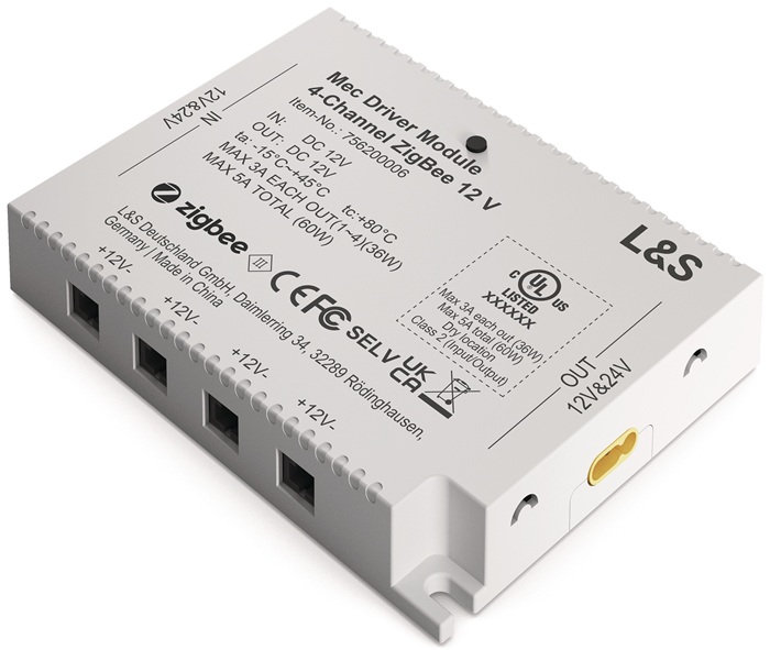 L&S Funktionsmodul Mec Driver 4 Kanäle mit je 1 LED Ausgang 12 V DC Länge 98,3 mm