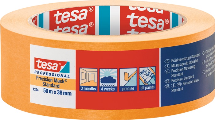 tesa Präzisionskrepp 4344 Standard glatt hellbeige Länge 50 m Breite 38 mm
