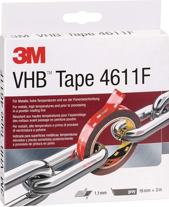3M Montageband VHB Tape 4611F dunkelgrau Länge 3 m Breite 19 mm