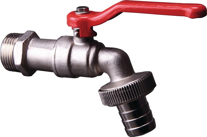 APD Kugelauslaufventil Messing vernickelt Nenngröße 13 mm Außengewinde 1/2 ″ Nenngröße 1/2 ″