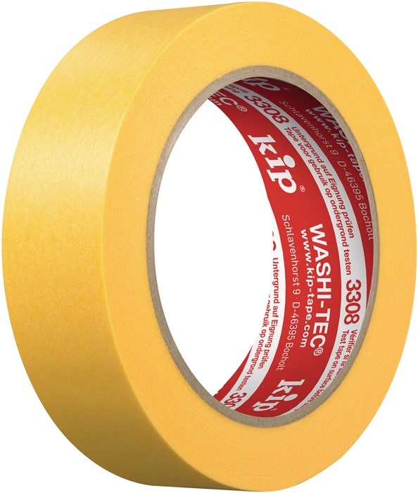 Kip Abdeckband 3308 WASHI-TEC® Premium Plus Goldkrepp® glatt gelb Länge 50 m Breite 30 mm