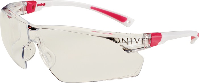 UNIVET Schutzbrille 506 UP EN 166, EN 170 Bügel weiß rosa, Scheibe klar Polycarbonat