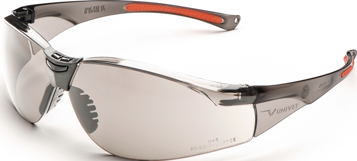 UNIVET Schutzbrille 513 EN 166, EN 170, EN 172 Bügel rauch/orange, Scheibe In/out Polycarbonat