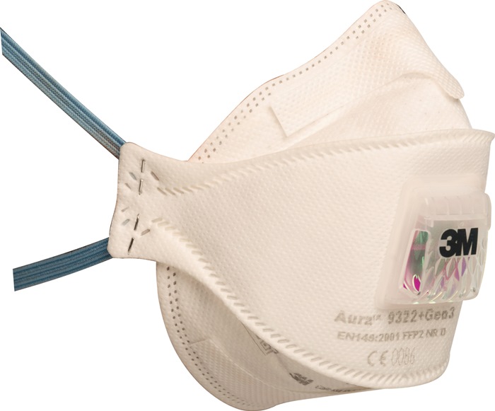 3M Atemschutzmaske Aura™ 9322+Gen3SV FFP2 / V NR D mit Ausatemventil, faltbar