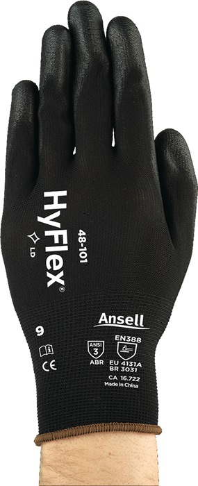 Ansell Handschuhe HyFlex® 48-101 Größe 10 schwarz EN 388 PSA-Kategorie II