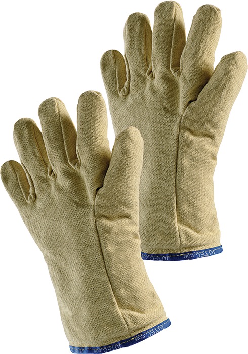 JUTEC Hitzeschutzhandschuhe 5-Fingerhandschuh 10 gelb Aramidgewebe mit Baumwollschlinge EN 388, EN 407 PSA-Kategorie III