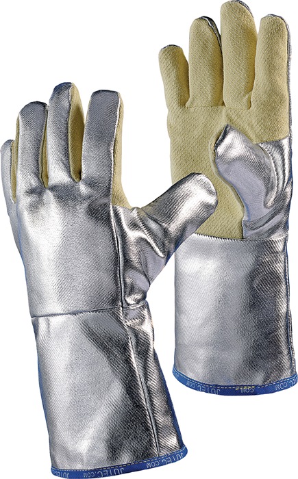 JUTEC Hitzeschutzhandschuhe 5-Fingerhandschuh 10 gelb/silber mit alumin.Preox-Aramid EN 388, EN 407 PSA-Kategorie III