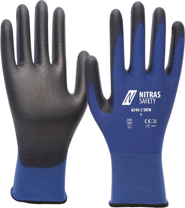 NITRAS Handschuhe Skin Größe 10 blau/schwarz EN 388 PSA-Kategorie II