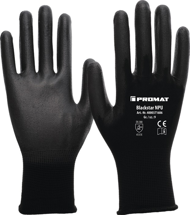 PROMAT Handschuhe Blackstar NPU Größe 7 (M) schwarz EN 388 PSA-Kategorie II