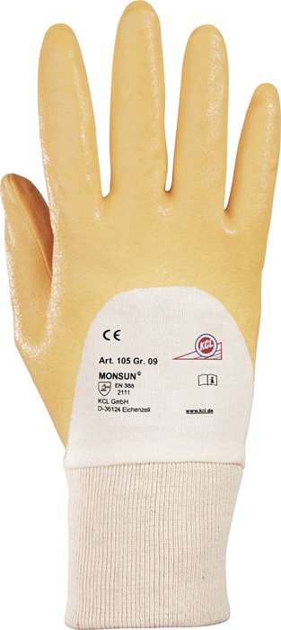 Honeywell Handschuhe Monsun 105 Größe 9 curry BW-Trikot m.Nitril EN 388 PSA-Kategorie II