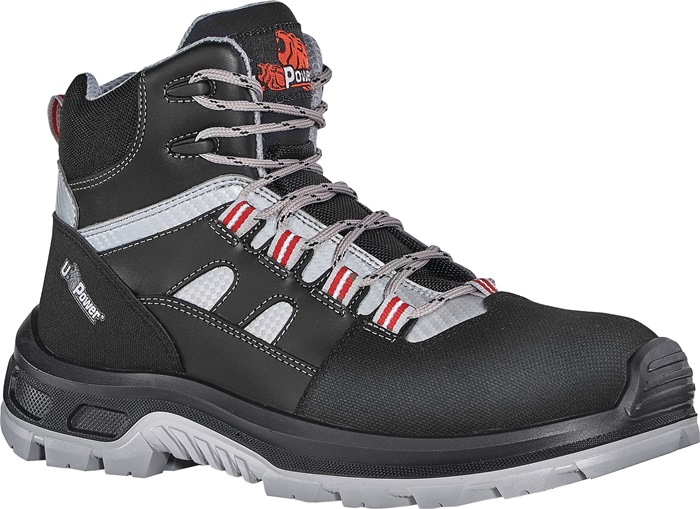 U-Power Sicherheitsstiefel Cross Größe 42 W. 11 schwarz/grau/rot S3S FO SR EN ISO 20345:2022 Glattleder