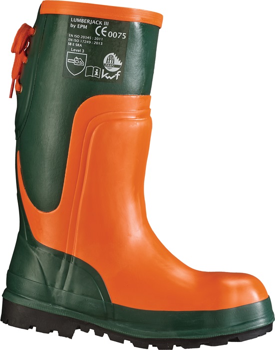 Feldtmann Forstsicherheitsstiefel Ulme Größe 46 W. extra breit oliv/orange Naturkautschuk SB E SRA EN ISO 20345, EN ISO 17249
