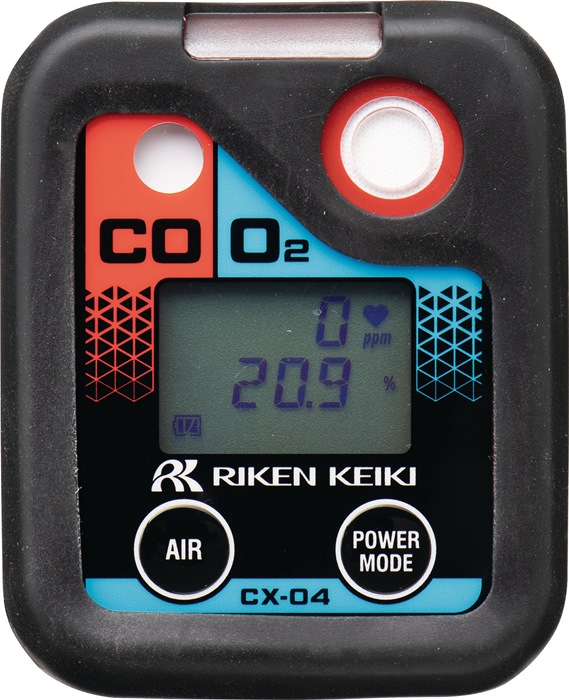 RIKEN KEIKI Gaswarngerät CX-04 2-Gas Messgerät CO + O2 Messbereich 0-2000 ppm