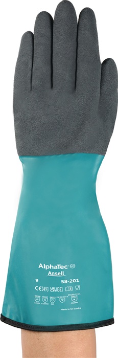 Ansell Chemikalienhandschuhe AlphaTec 58-201 Größe 9 grün/grau EN 388,EN 374,EN407,EN 511 PSA-Kategorie III