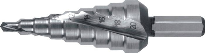 RUKO Stufenbohrer Bohrbereich 4-20 mm HSS spiralgenutet Schneidenanzahl 2 Stufenanzahl 9
