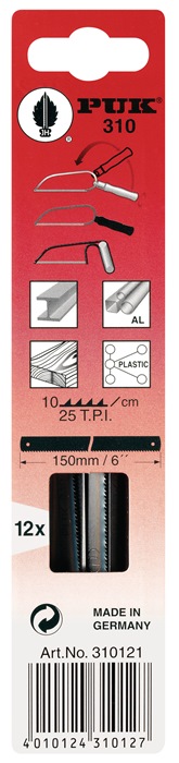 PUK Metallsägeblatt 310 Länge 150 mm Zähne per Zoll 25 1-seitig