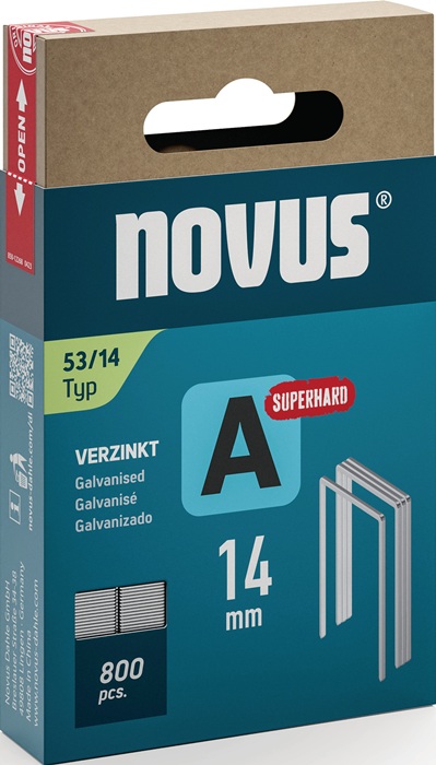 NOVUS Feindrahtklammer A Typ 53 Klammerbreite 11,3 mm 14 mm 0,75 mm superhart