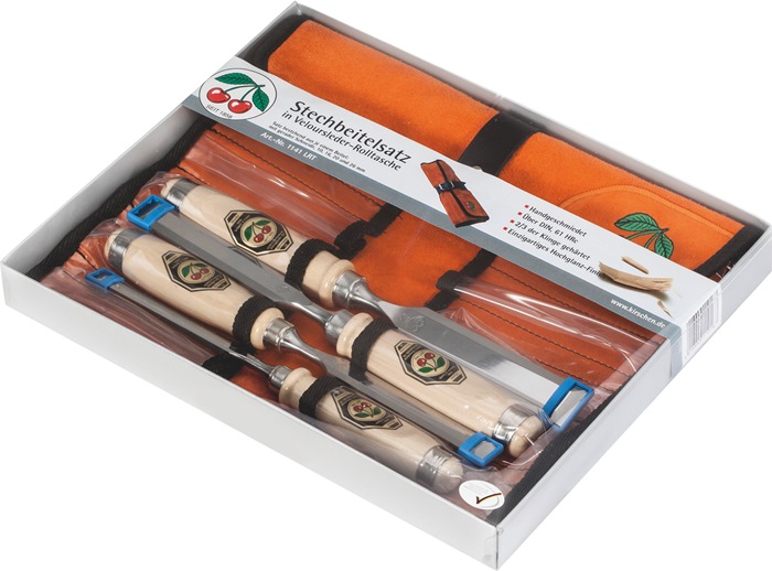 KIRSCHEN Stechbeitelsatz 10, 16, 20, 26 mm Weißbuchenheft 4-teilig