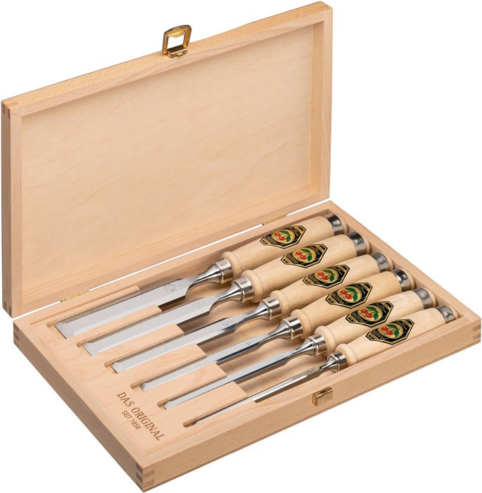 KIRSCHEN Stechbeitelsatz 6,10,12,16,20,26 mm Weißbuchenheft Ulmer Form 6-teilig