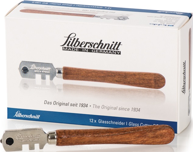 SILBERSCHNITT Glasschneider für Glasdicken von 3 - 6 mm flaches Holzheft